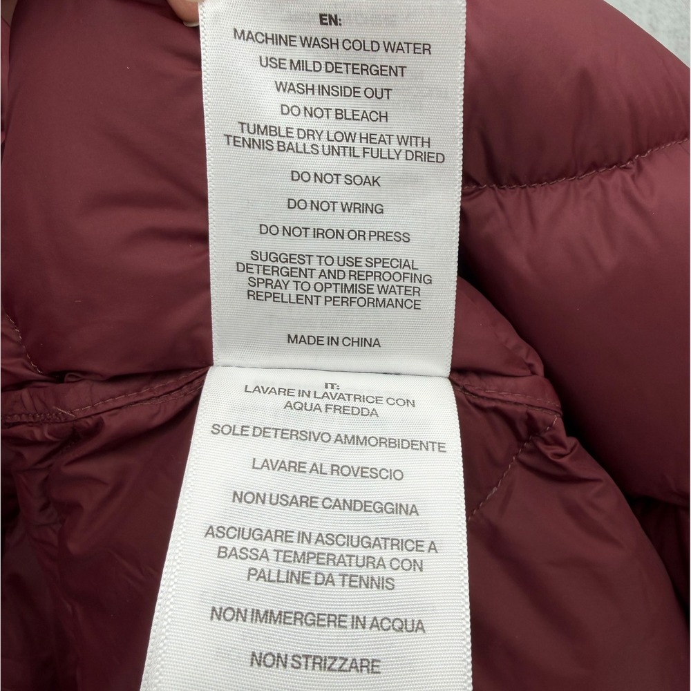 SOIA & KYO Lita-V Sustainable Lightweight Down‎ Coat in Merlot - Size Large - Picture 13 of 13
